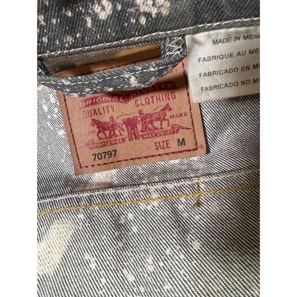 Levis Vest Jacket Mens Denim Med Distressed Splatter Paint - Picture 3 of 8